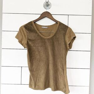 Zara WB Collection Tan Faux Suede T-Shirt Small